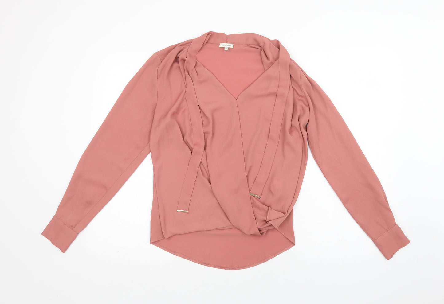 River Island Womens Pink  Polyester Basic Blouse Size 8 V-Neck