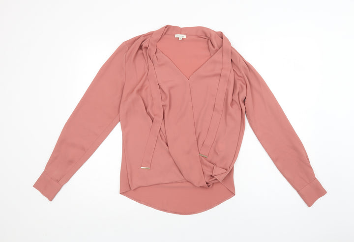 River Island Womens Pink  Polyester Basic Blouse Size 8 V-Neck