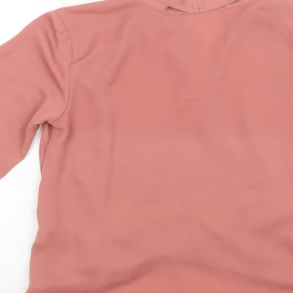 River Island Womens Pink  Polyester Basic Blouse Size 8 V-Neck
