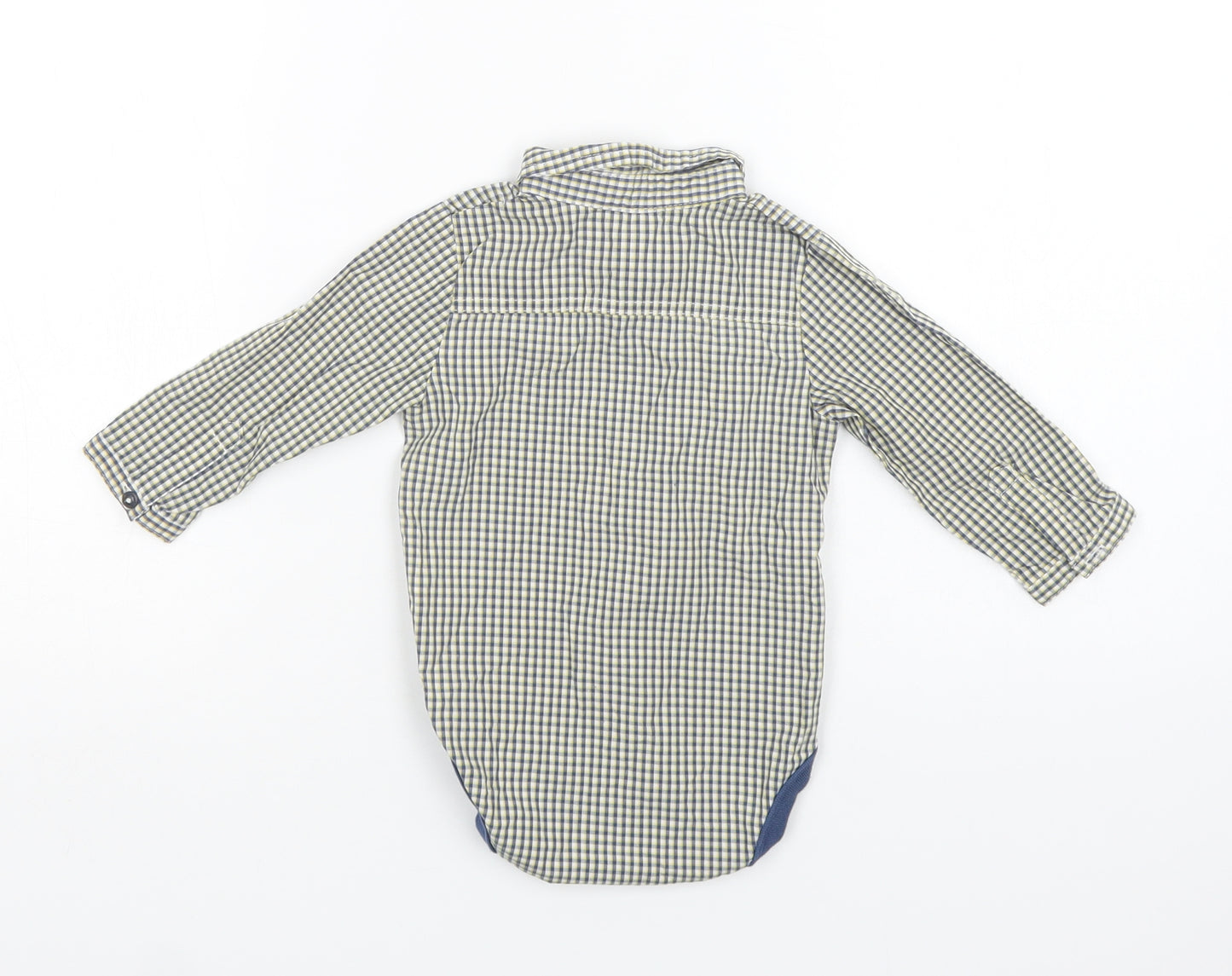 M&S Baby Multicoloured Check Cotton Romper One-Piece Size 6-9 Months  Snap