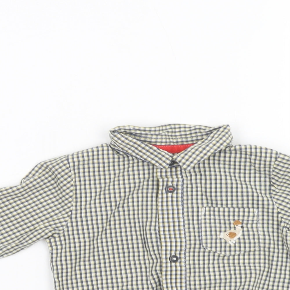 M&S Baby Multicoloured Check Cotton Romper One-Piece Size 6-9 Months  Snap
