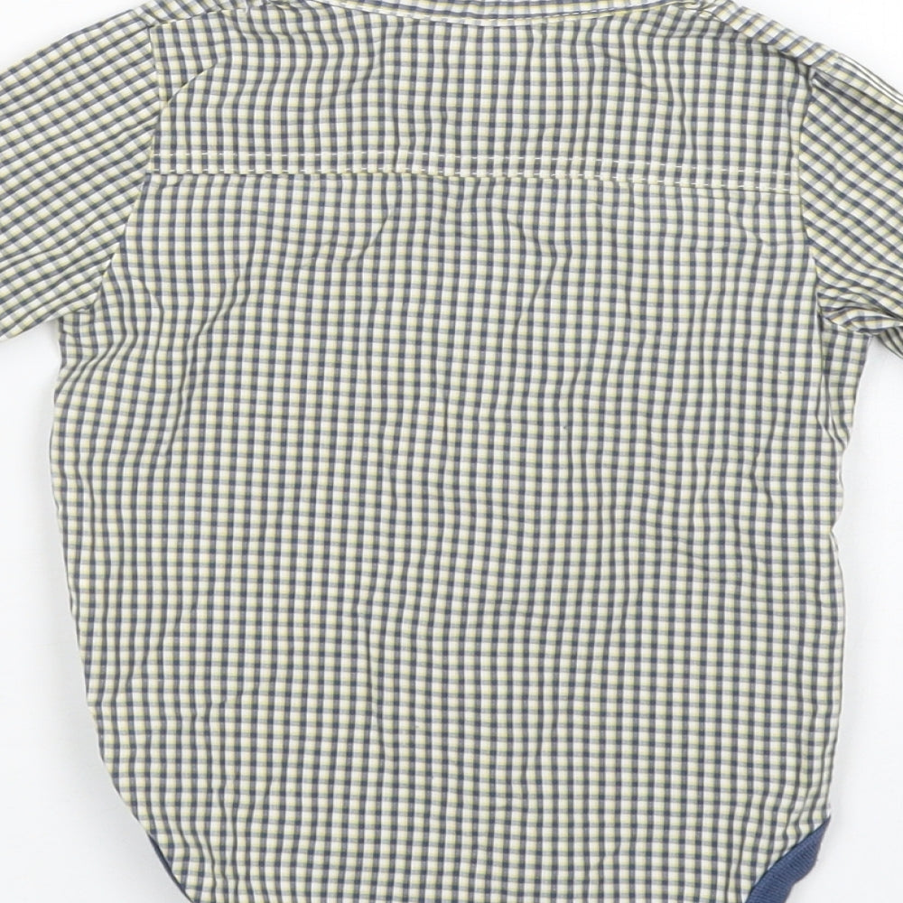 M&S Baby Multicoloured Check Cotton Romper One-Piece Size 6-9 Months  Snap