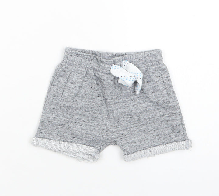 F&F Baby Grey Cotton Jogger Trousers Size 9-12 Months Drawstring