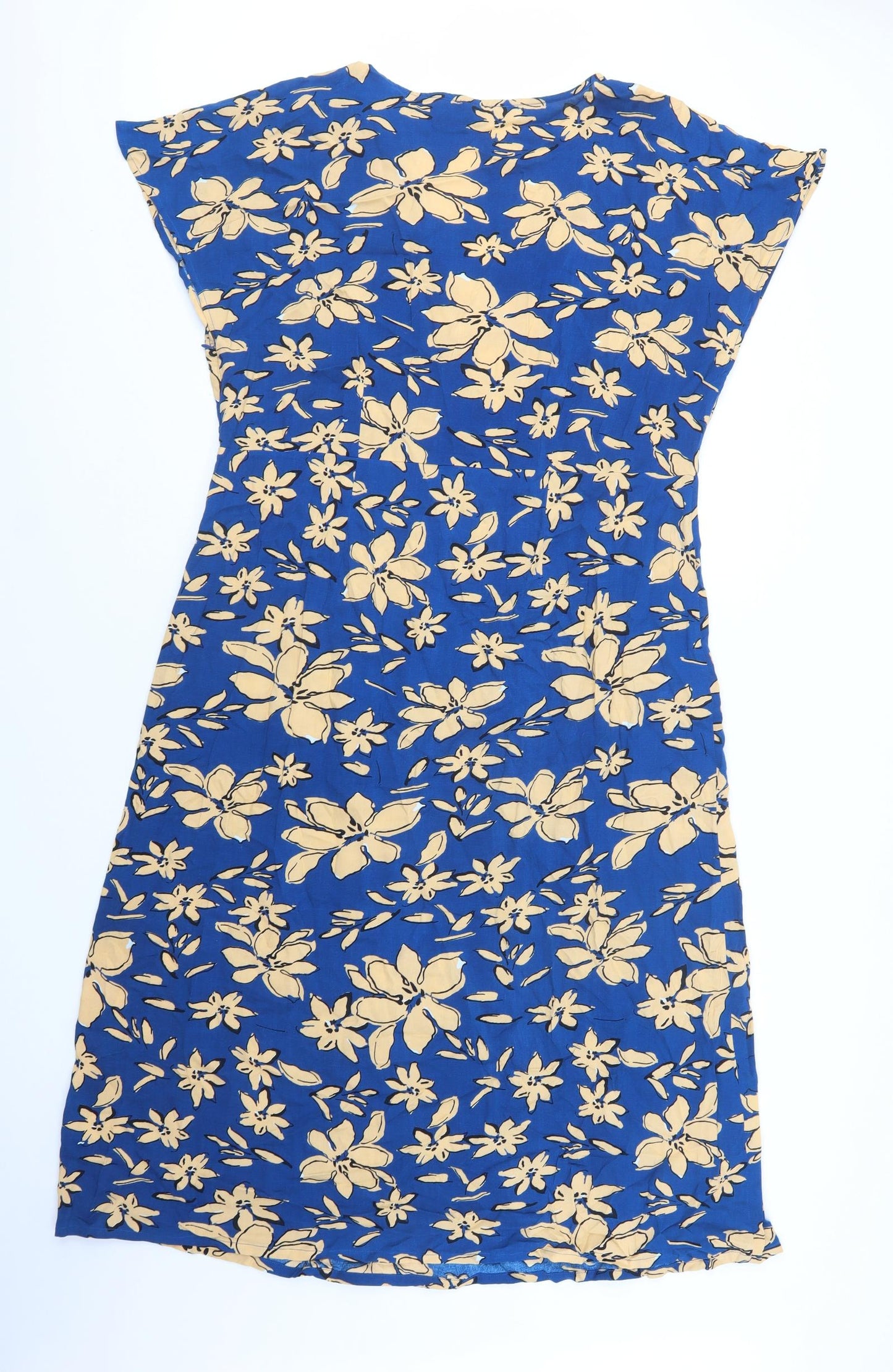 Studio Womens Blue Floral Viscose A-Line  Size 20  V-Neck Zip
