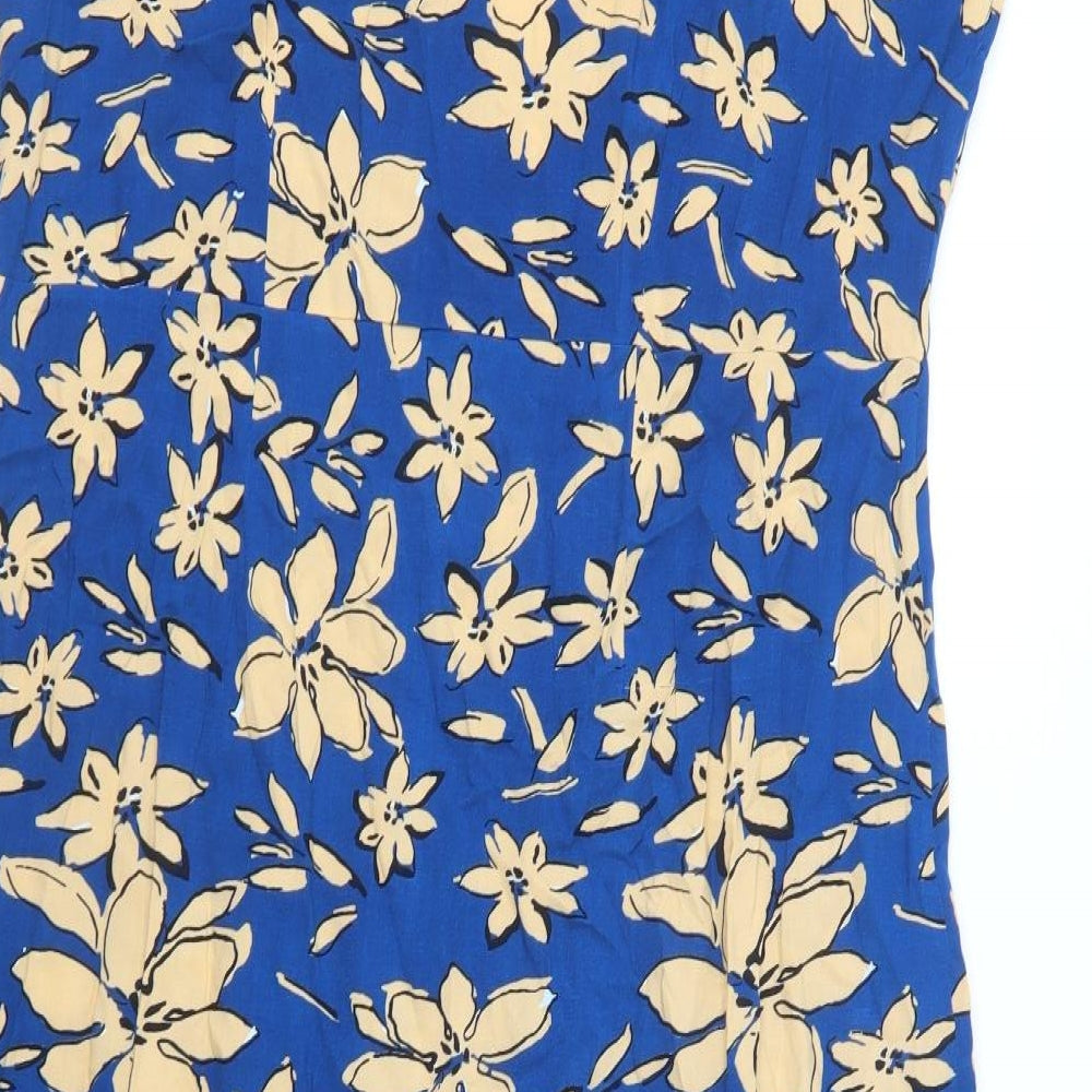 Studio Womens Blue Floral Viscose A-Line  Size 20  V-Neck Zip