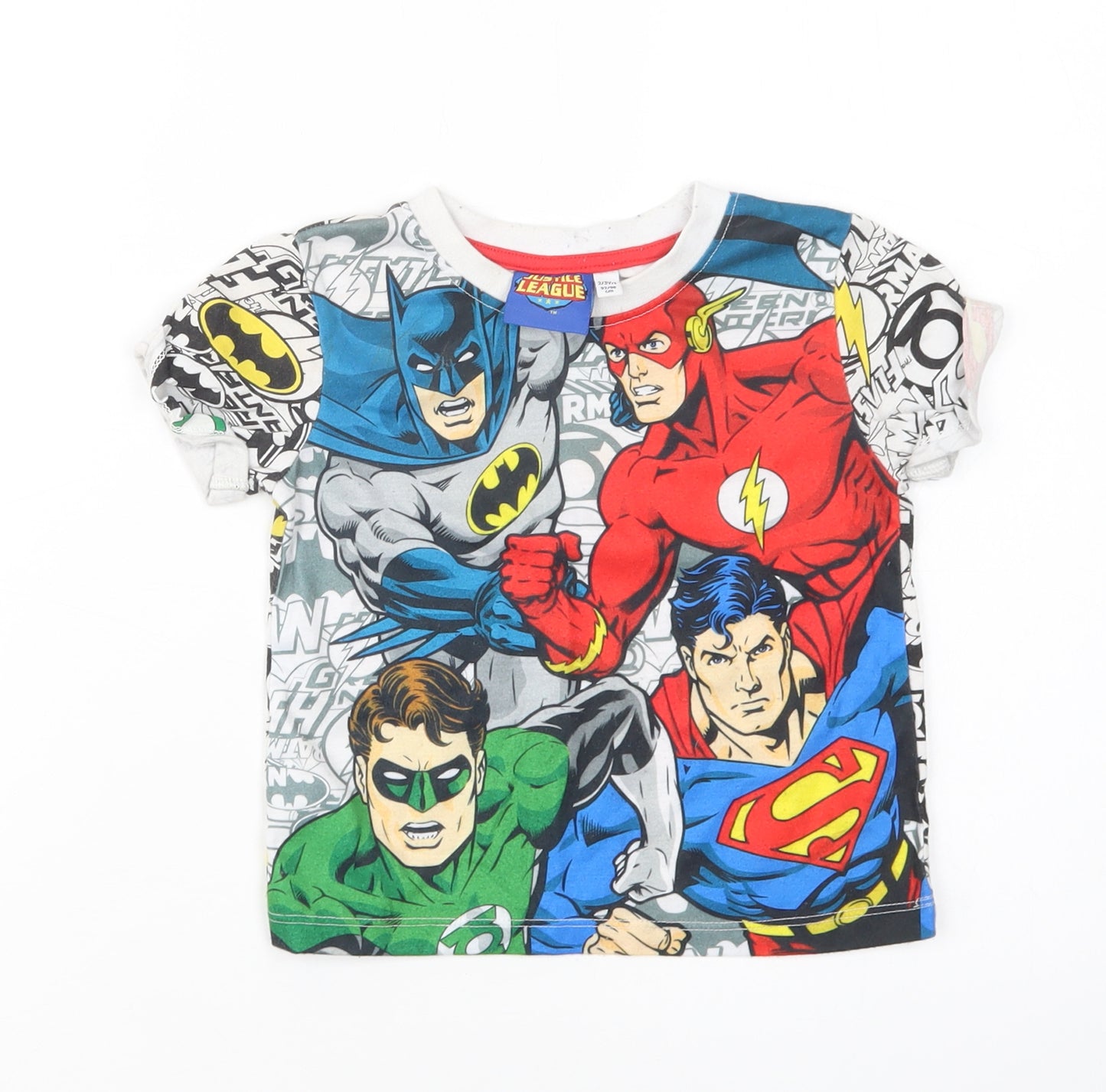Preworn Boys Multicoloured  Cotton Basic Polo Size 2-3 Years Crew Neck  - Justice League