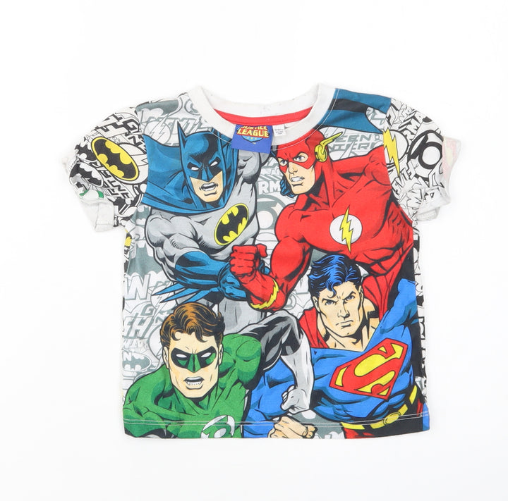 Preworn Boys Multicoloured  Cotton Basic Polo Size 2-3 Years Crew Neck  - Justice League