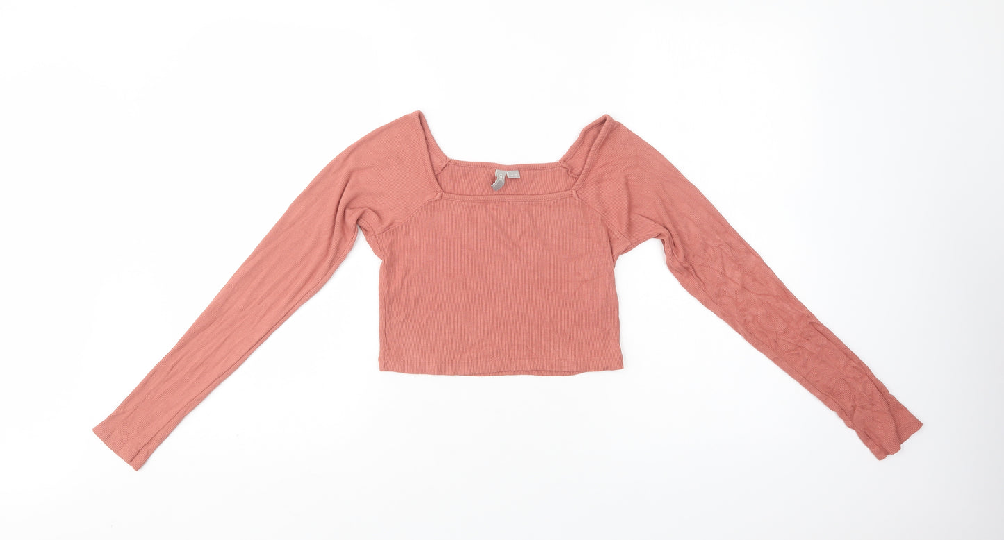ASOS Womens Pink  Viscose Cropped Blouse Size 10 Square Neck