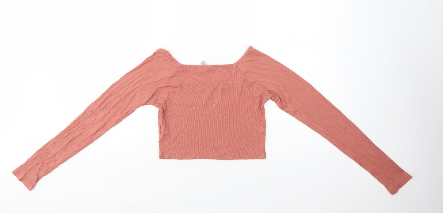 ASOS Womens Pink  Viscose Cropped Blouse Size 10 Square Neck
