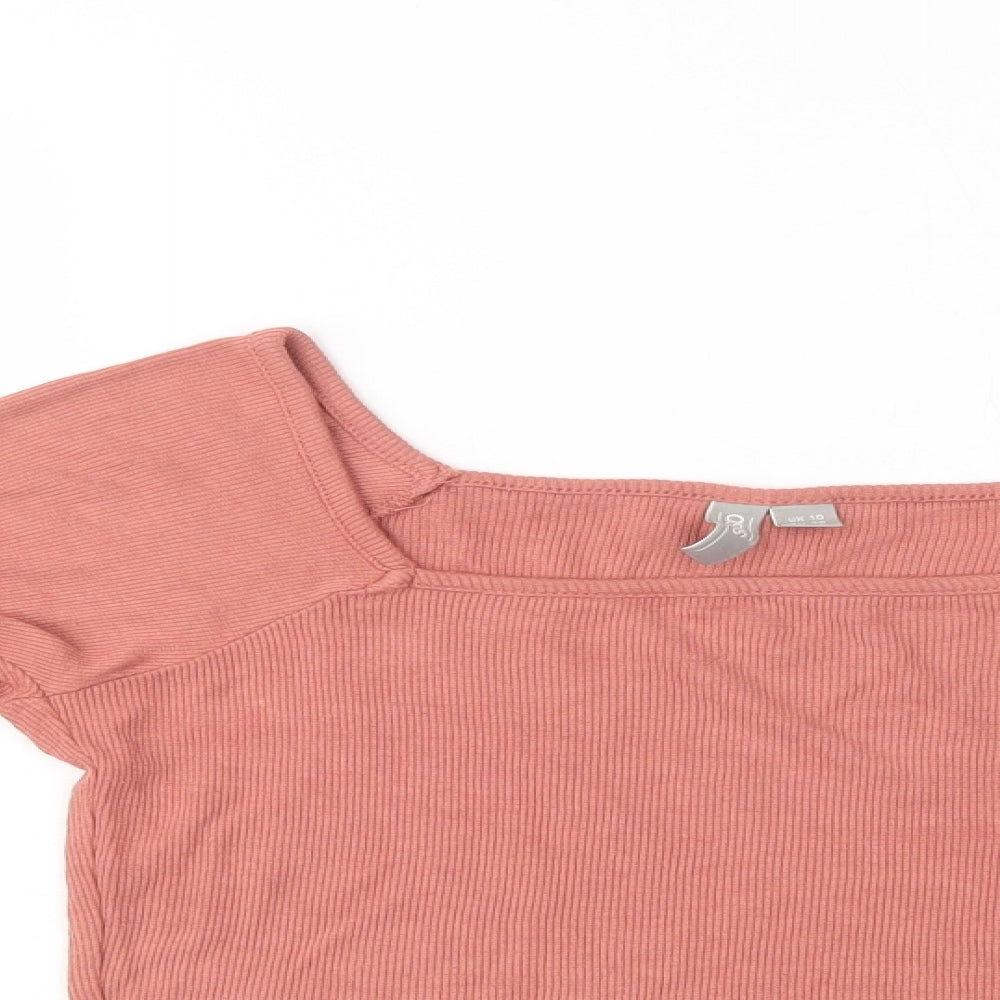 ASOS Womens Pink  Viscose Cropped Blouse Size 10 Square Neck