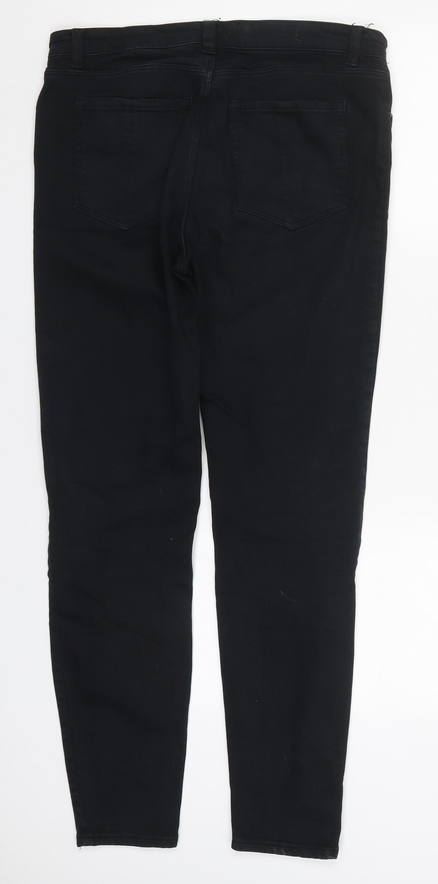 H&M Womens Black  Cotton Skinny Jeans Size 12 L29 in Regular Button