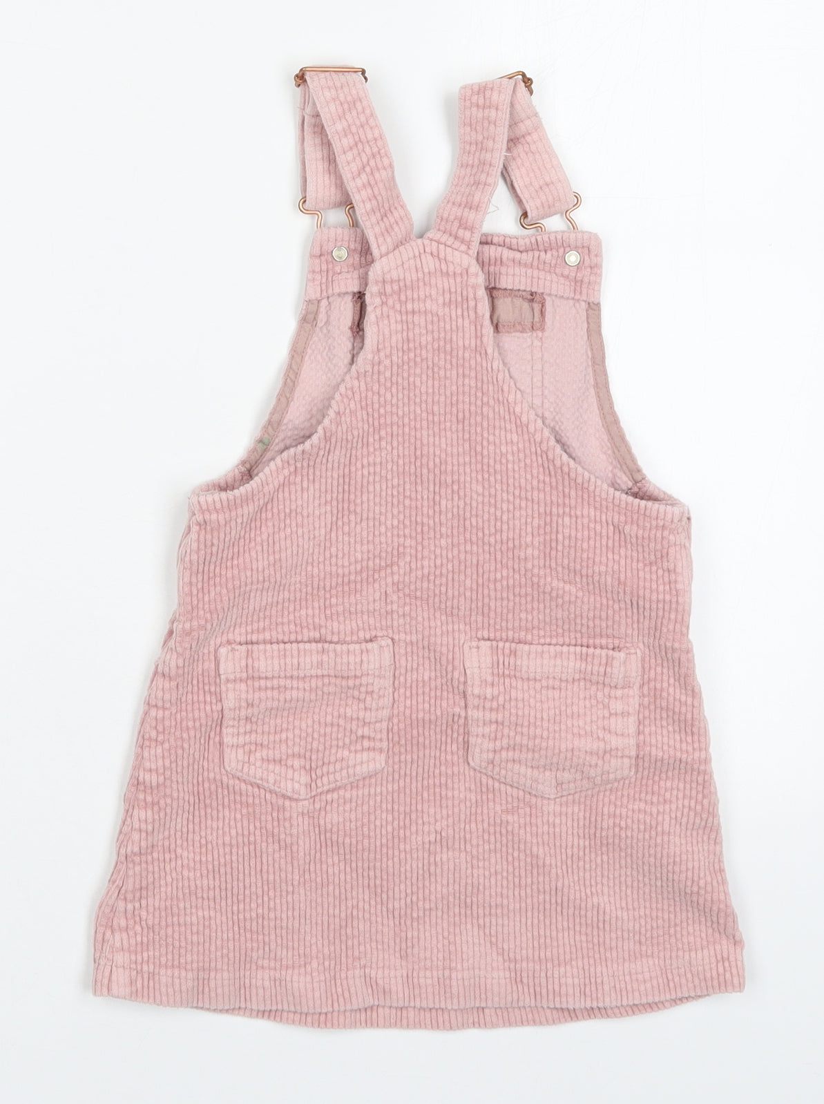 NEXT Girls Pink  Cotton Pinafore/Dungaree Dress  Size 4-5 Years  Square Neck Buckle