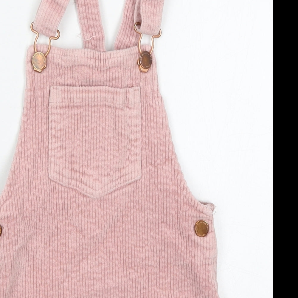 NEXT Girls Pink  Cotton Pinafore/Dungaree Dress  Size 4-5 Years  Square Neck Buckle