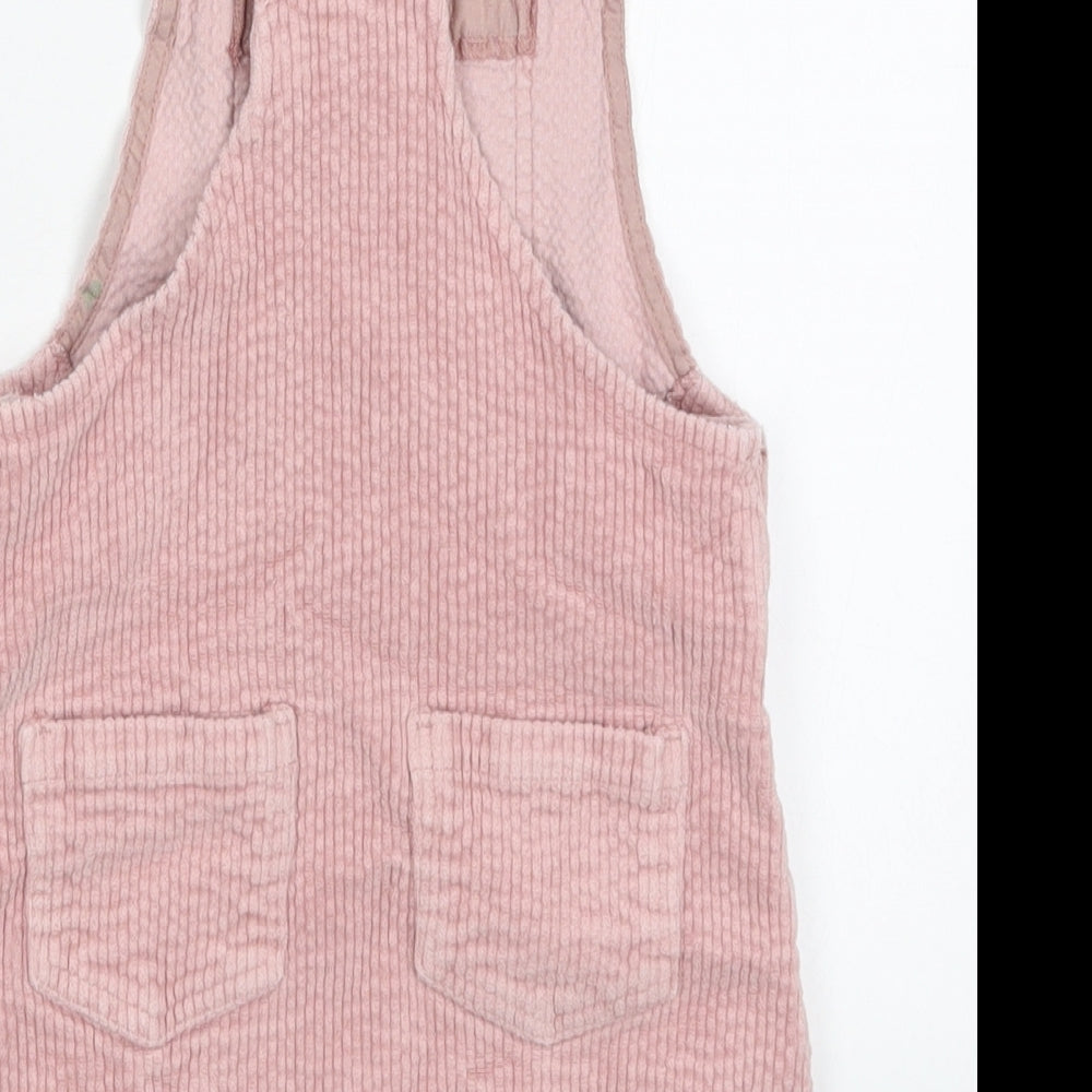 NEXT Girls Pink  Cotton Pinafore/Dungaree Dress  Size 4-5 Years  Square Neck Buckle