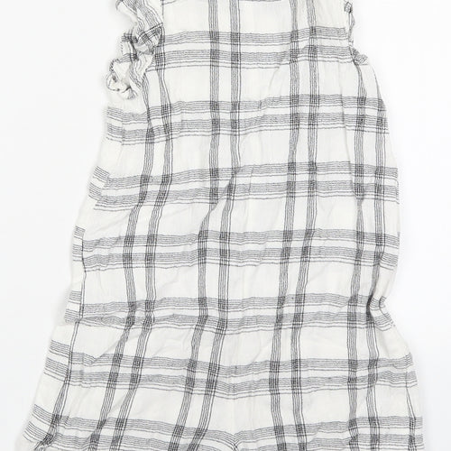NEXT Girls White Check Viscose Playsuit One-Piece Size 4-5 Years  Button