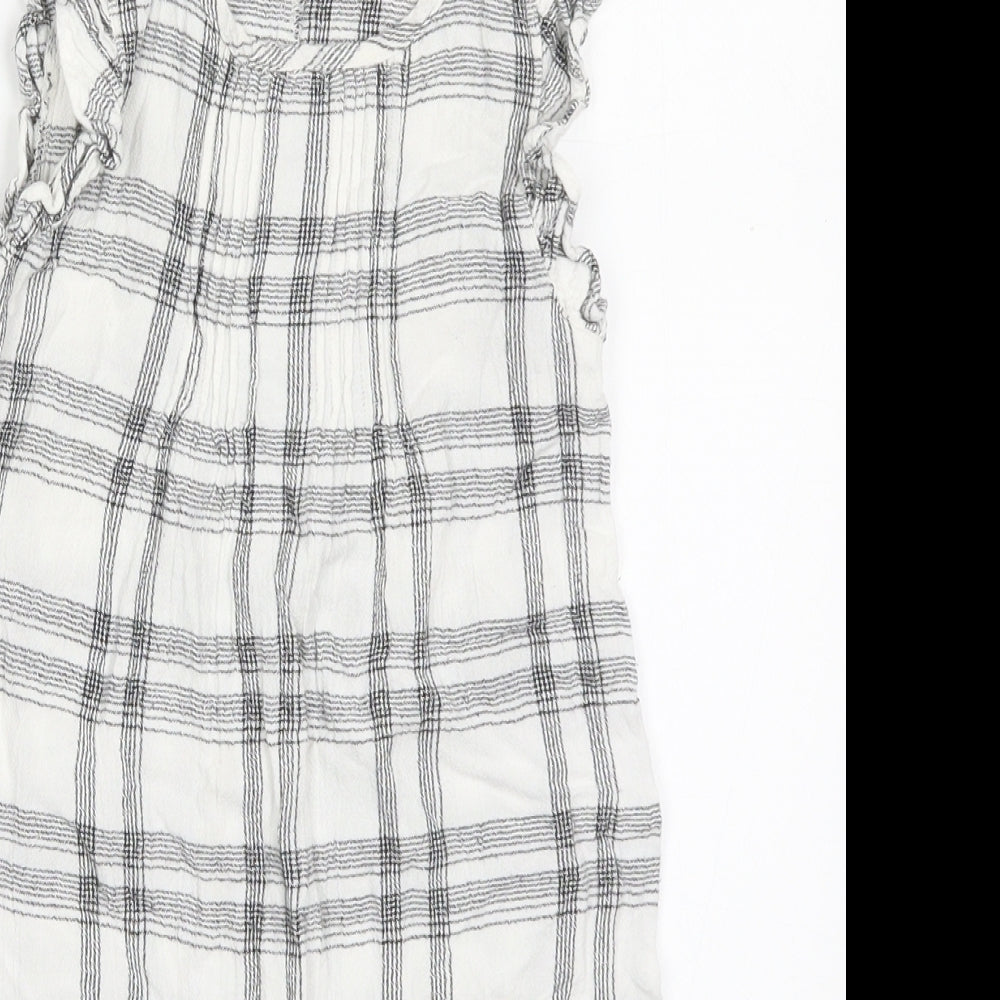 NEXT Girls White Check Viscose Playsuit One-Piece Size 4-5 Years  Button