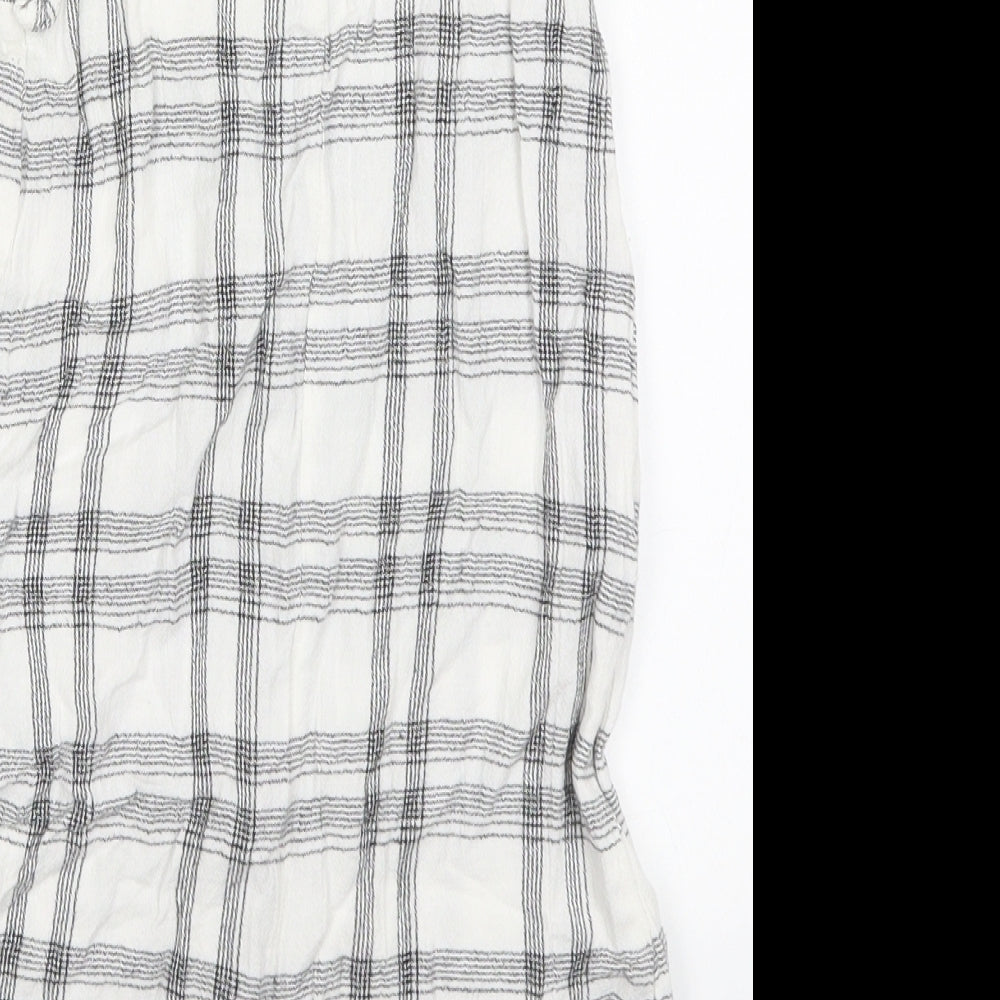 NEXT Girls White Check Viscose Playsuit One-Piece Size 4-5 Years  Button