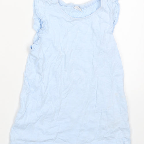 NEXT Girls Blue  Cotton Basic Tank Size 6-7 Years Off the Shoulder Pullover