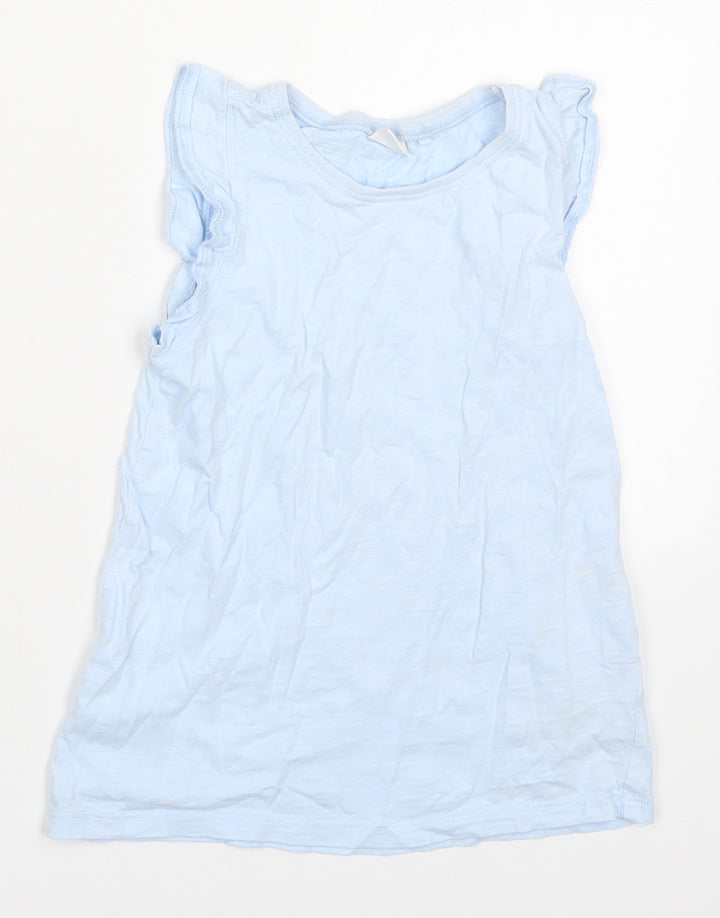 NEXT Girls Blue Cotton Basic Tank Size 6-7 Years Off the Shoulder Pullover