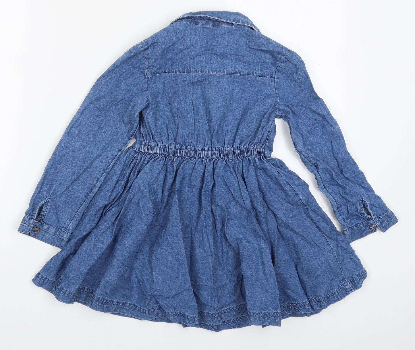 George Girls Blue  Cotton Skater Dress  Size 4-5 Years  Collared Button