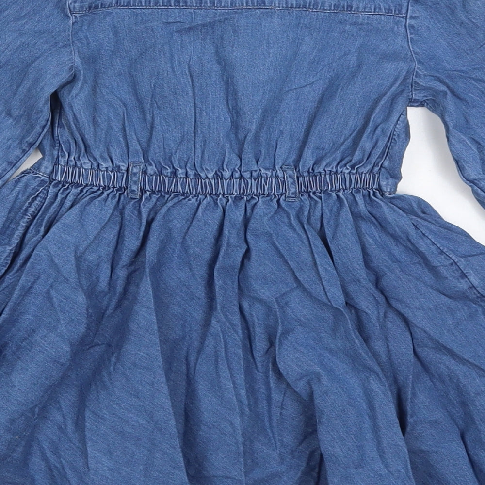 George Girls Blue  Cotton Skater Dress  Size 4-5 Years  Collared Button