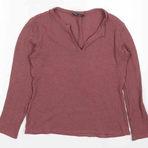 SheIn Womens Pink V-Neck  Polyester Pullover Jumper Size M