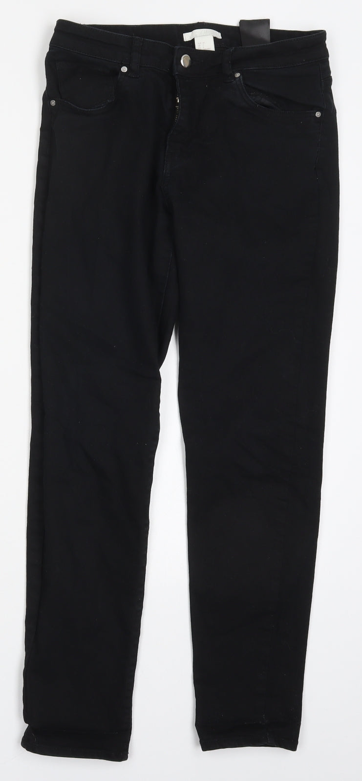 H&M Womens Beige  Cotton Skinny Jeans Size 8 L27 in Regular Button