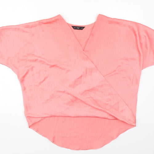 NEXT Womens Pink  Polyester Basic Blouse Size 14 V-Neck
