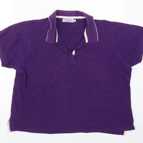 EWM Womens Purple  Cotton Cropped Polo Size XL Collared