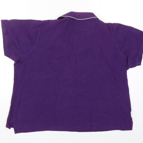 EWM Womens Purple  Cotton Cropped Polo Size XL Collared