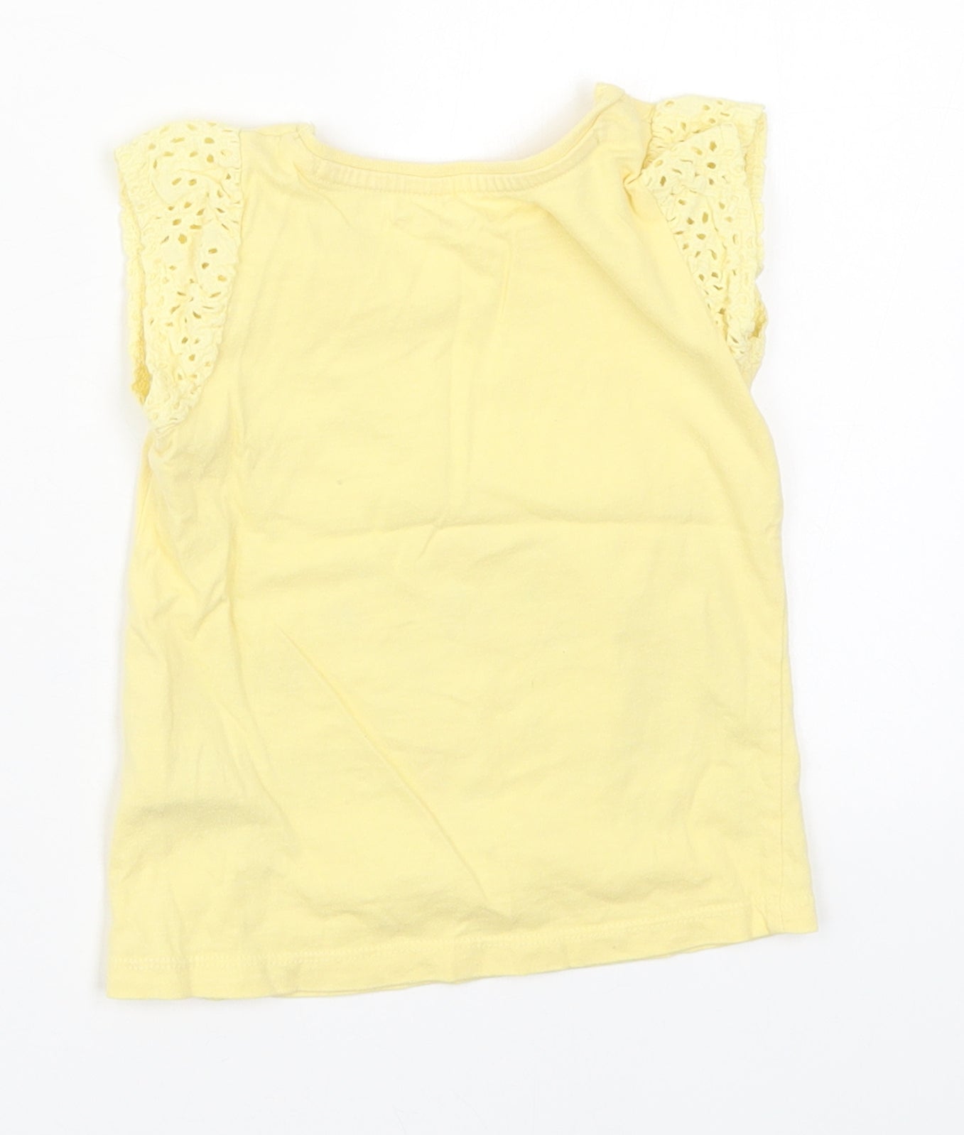 Nutmeg Girls Yellow  Cotton Basic T-Shirt Size 12-18 Months Round Neck Pullover - Rabbit