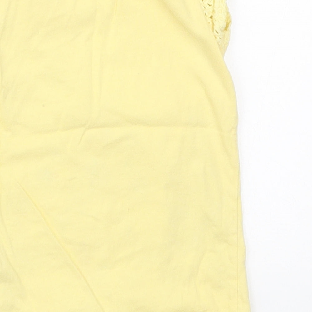 Nutmeg Girls Yellow  Cotton Basic T-Shirt Size 12-18 Months Round Neck Pullover - Rabbit