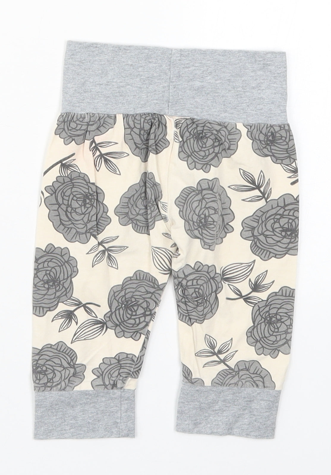 Preworn Girls Beige Floral Cotton Sweatpants Trousers Size 12 Months   - Pyjama Pants