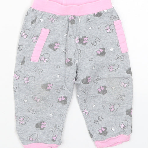 Costo Girls Grey Geometric Cotton Sweatpants Trousers Size 12 Months   - Minnie Mouse