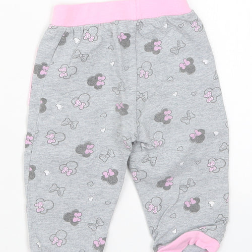 Costo Girls Grey Geometric Cotton Sweatpants Trousers Size 12 Months   - Minnie Mouse