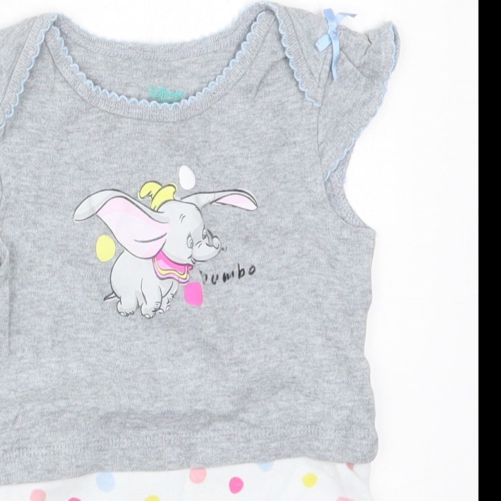 Costco Girls Multicoloured Polka Dot Cotton Babygrow One-Piece Size 12 Months  Button - Dumbo