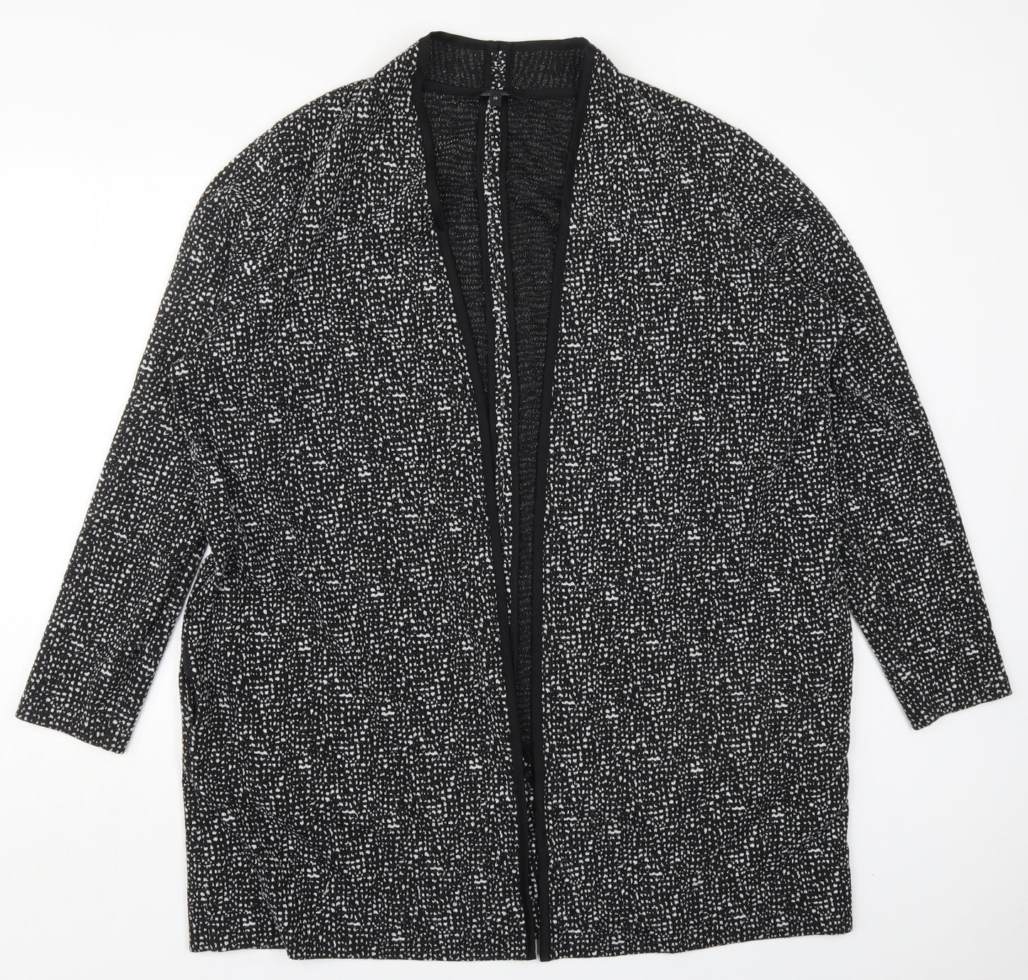 NEXT Womens Black V-Neck Geometric Polyester Cardigan Jumper Size 20