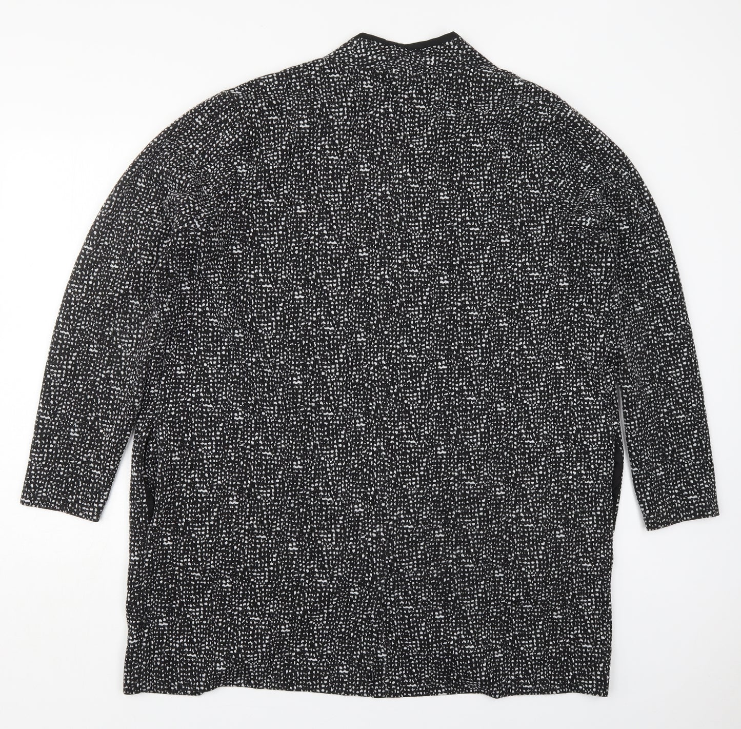 NEXT Womens Black V-Neck Geometric Polyester Cardigan Jumper Size 20