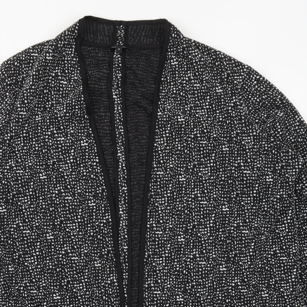 NEXT Womens Black V-Neck Geometric Polyester Cardigan Jumper Size 20