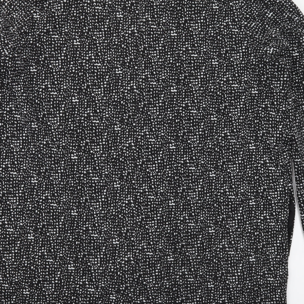 NEXT Womens Black V-Neck Geometric Polyester Cardigan Jumper Size 20