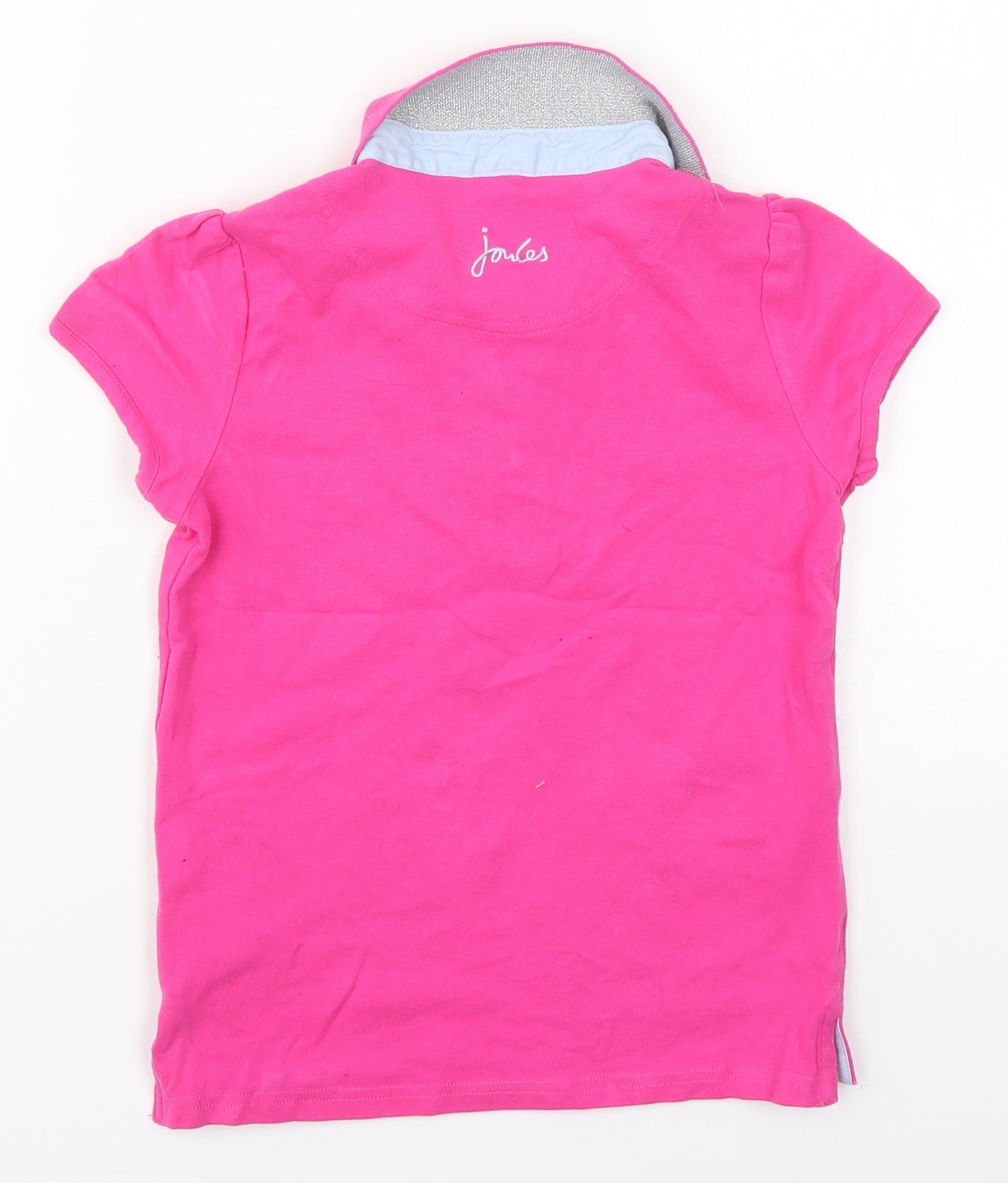 Joules Girls Pink  Cotton Basic Polo Size 7-8 Years Collared Pullover - Music Dogs