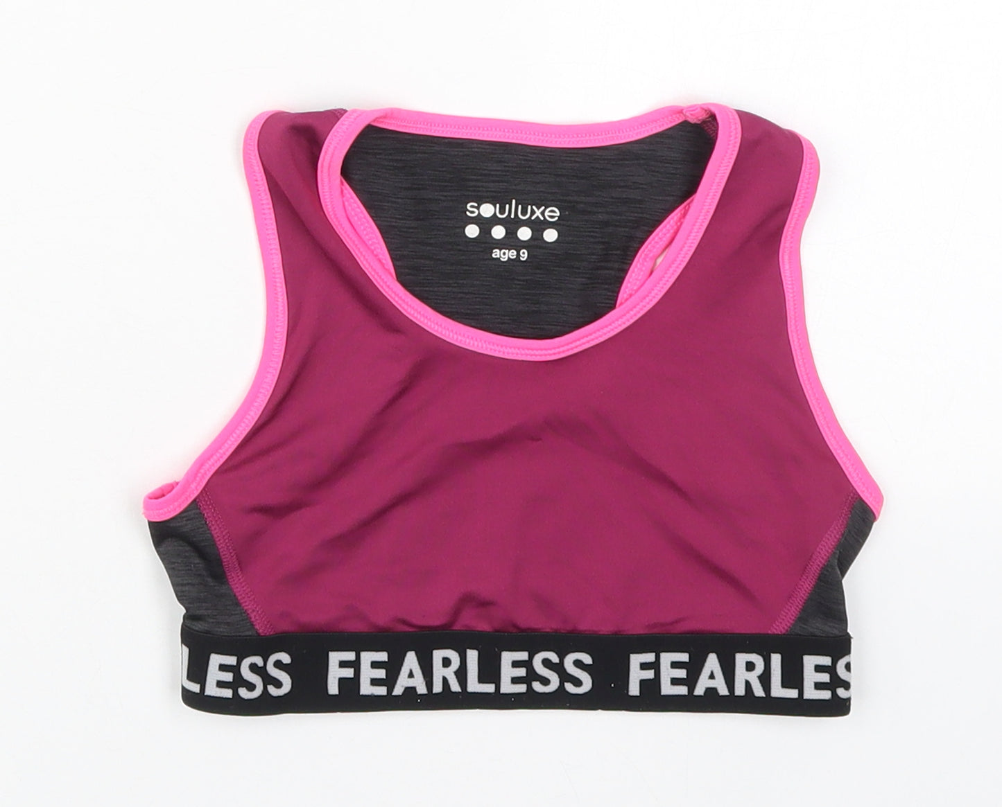 Matalan Girls Pink  Polyester Cropped Tank Size 9 Years Round Neck Pullover - Fearless