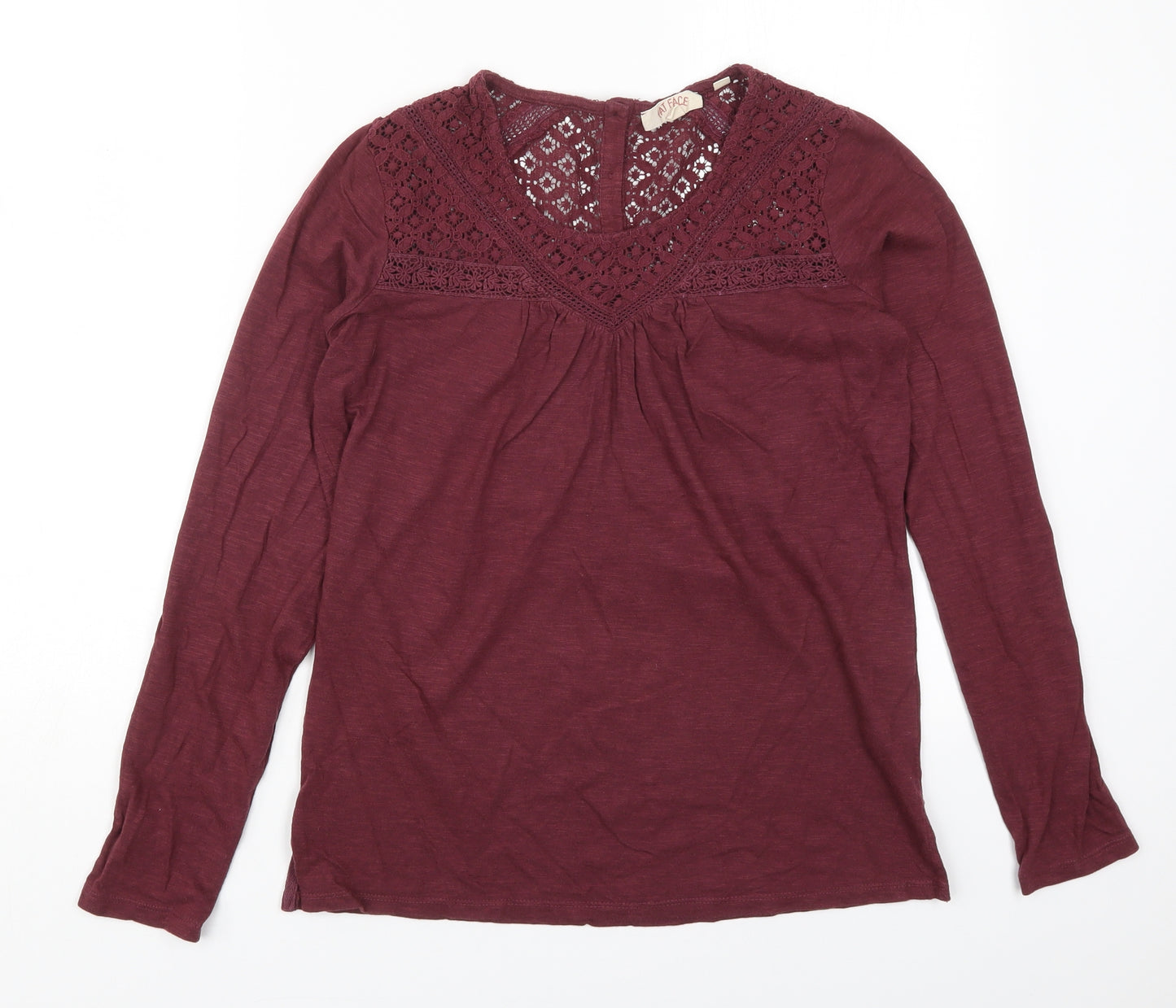 Fat Face Womens Red  Cotton Basic T-Shirt Size 8 Round Neck - Burgundy
