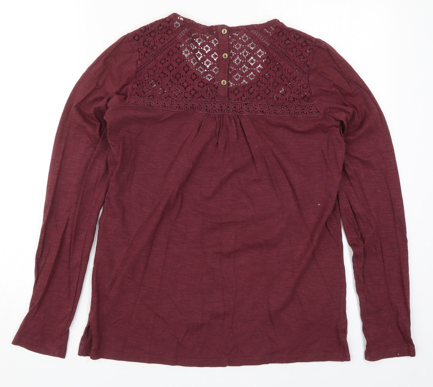 Fat Face Womens Red  Cotton Basic T-Shirt Size 8 Round Neck - Burgundy