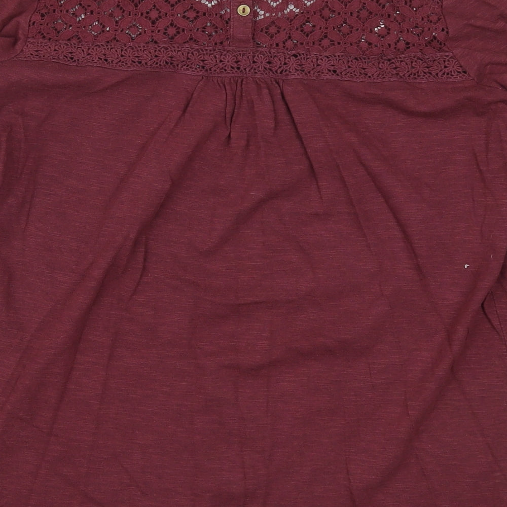 Fat Face Womens Red  Cotton Basic T-Shirt Size 8 Round Neck - Burgundy