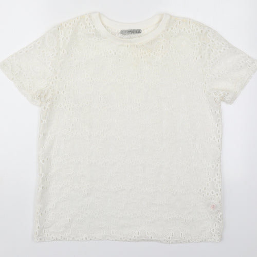 Atmosphere Womens White  Polyester Basic T-Shirt Size 10 Round Neck
