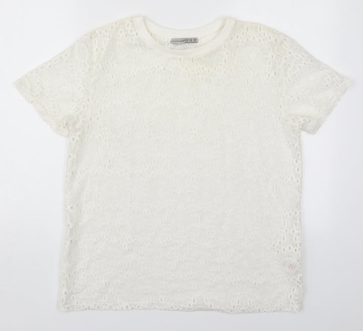 Atmosphere Womens White  Polyester Basic T-Shirt Size 10 Round Neck