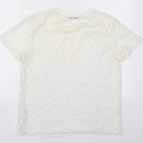 Atmosphere Womens White  Polyester Basic T-Shirt Size 10 Round Neck