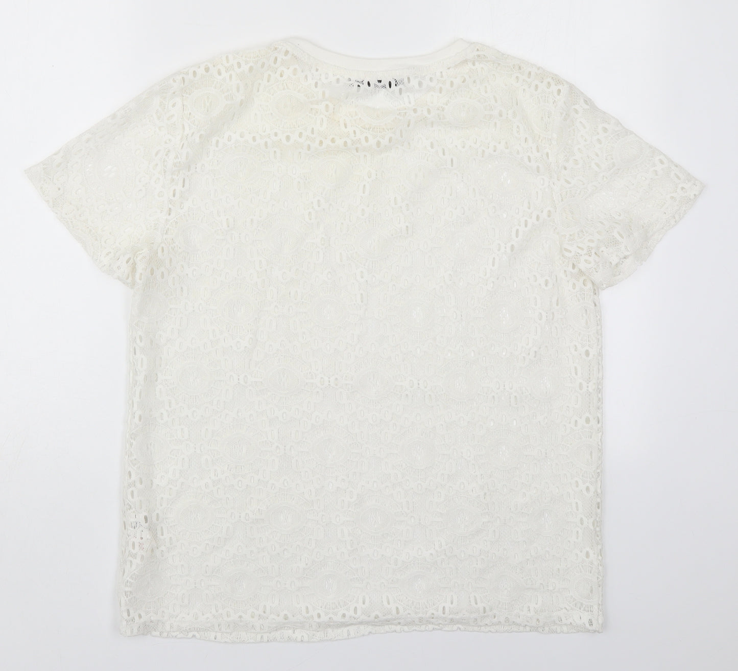 Atmosphere Womens White  Polyester Basic T-Shirt Size 10 Round Neck