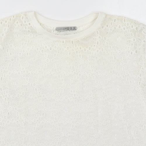 Atmosphere Womens White  Polyester Basic T-Shirt Size 10 Round Neck
